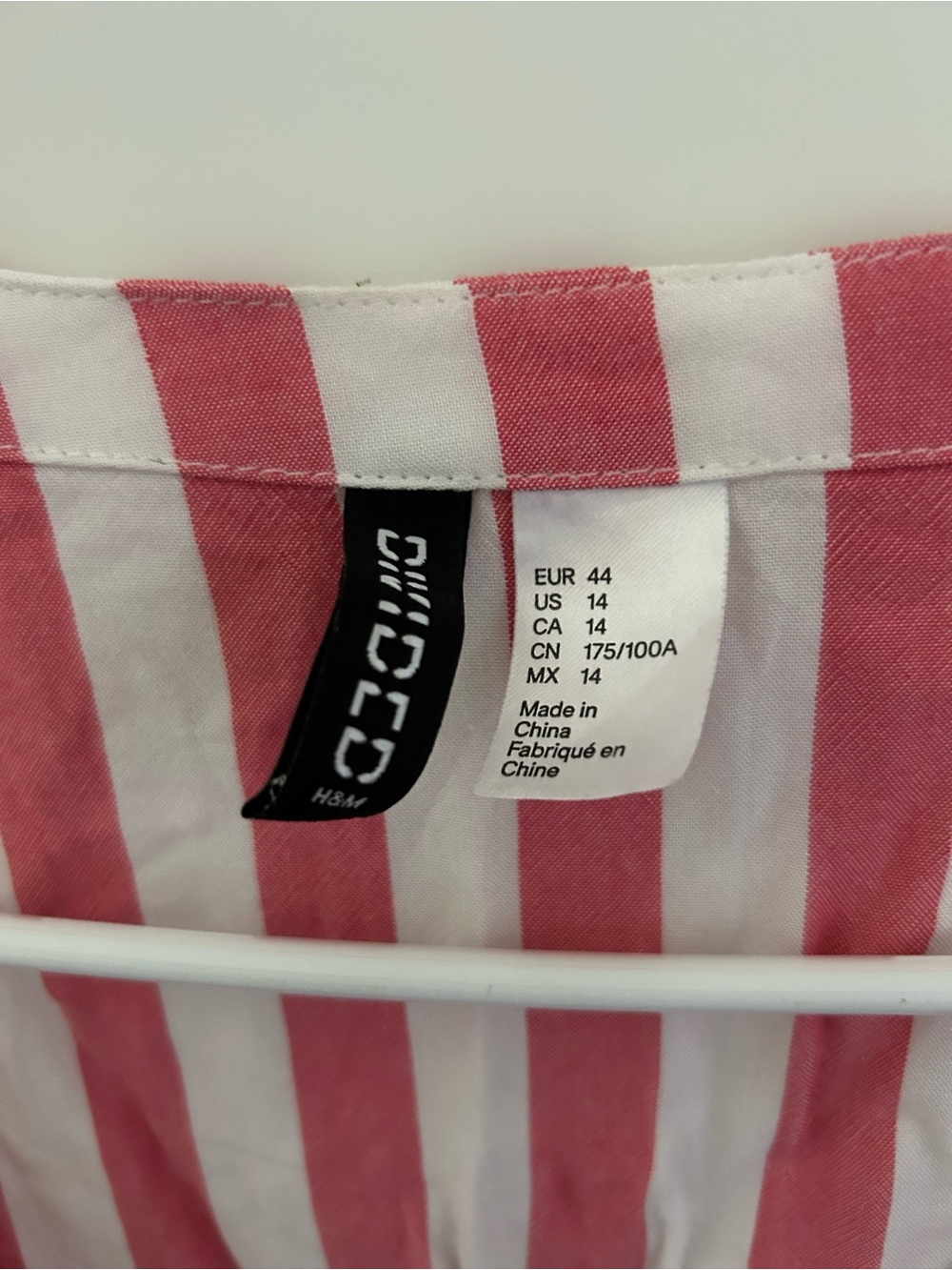 H&M Pink & White Vertical Stripe Tie-Front Button Down Shirt - Picture 2 of 3
